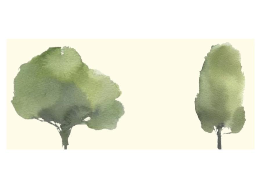 Akvarelmalede træer 